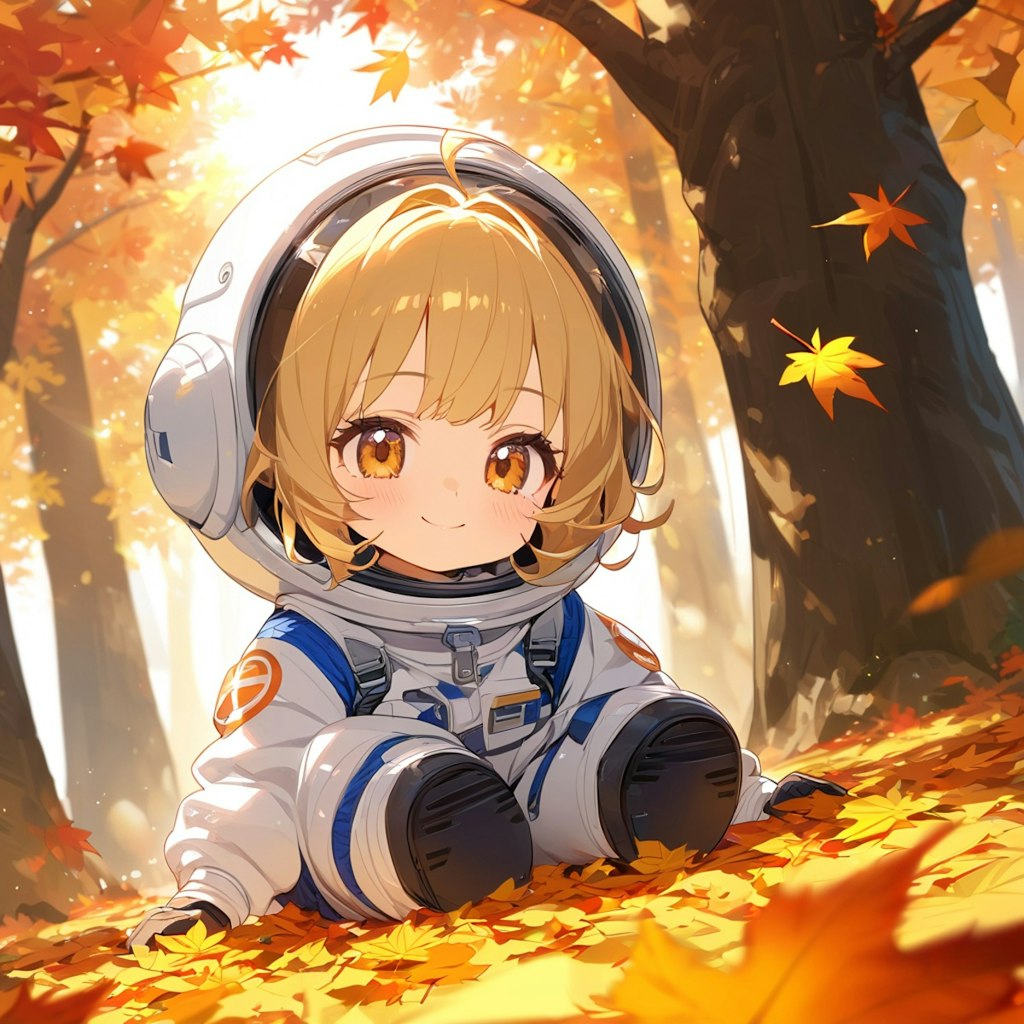 宇宙服で紅葉狩り