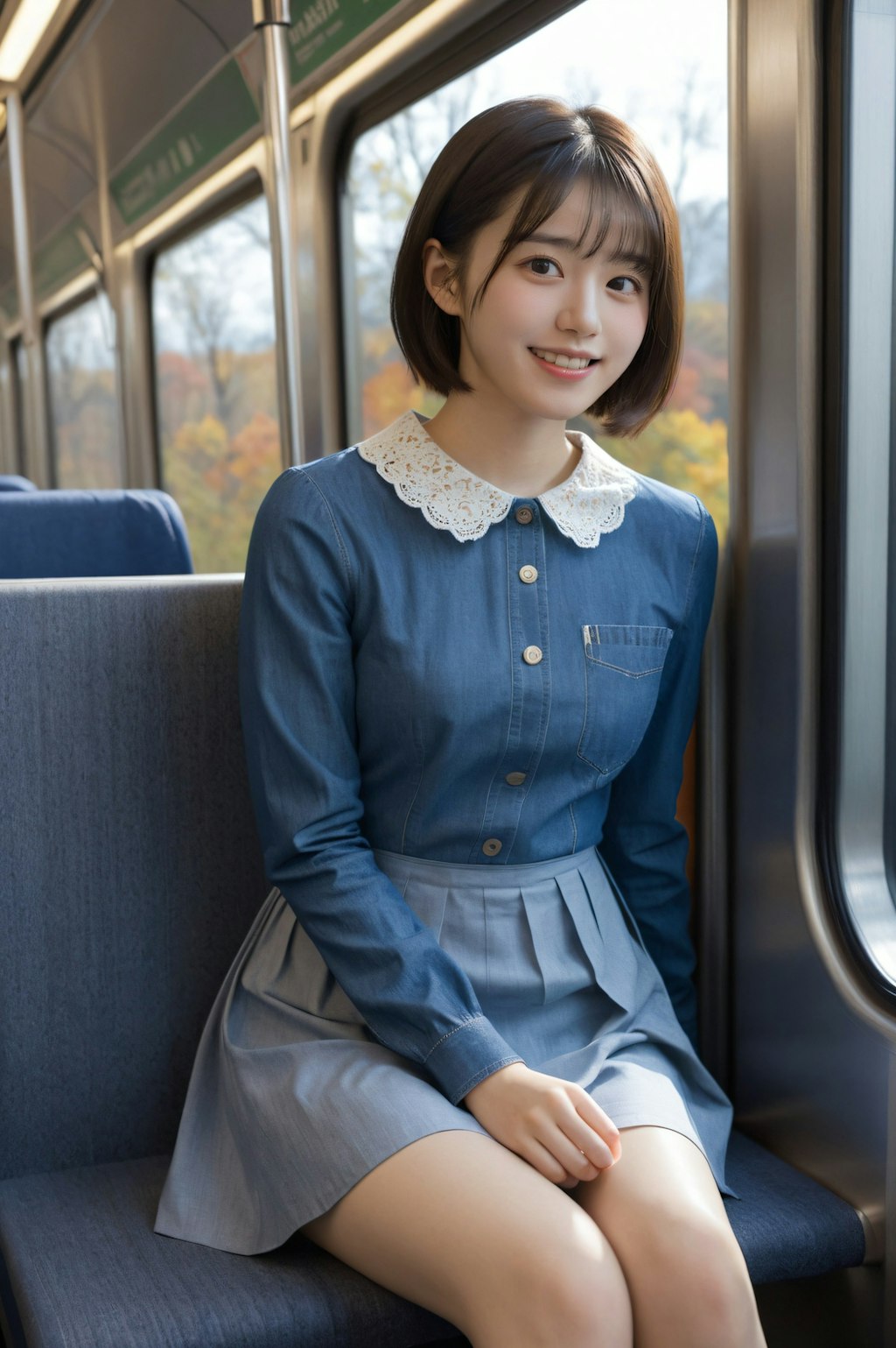 秋の電車の女性いろいろ