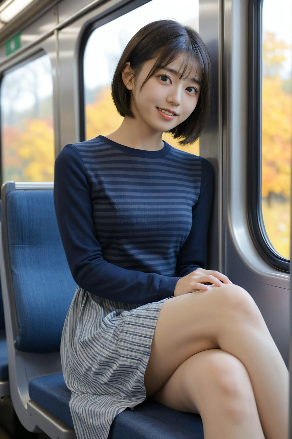 秋の電車の女性いろいろ