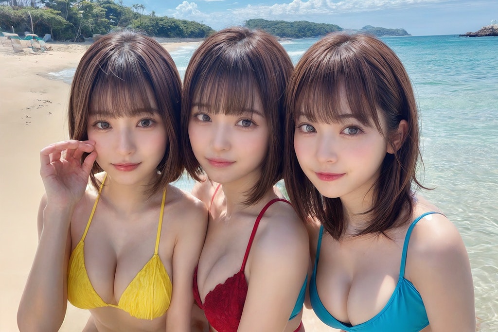 Triplets on the beach