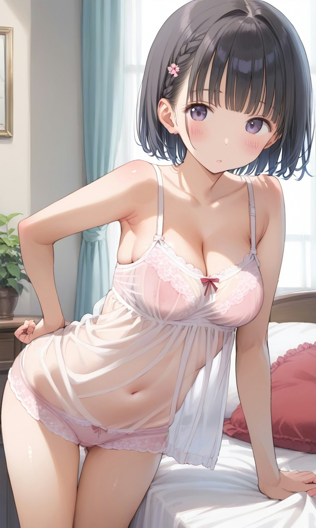 透けるキャミソールを着てる女の子