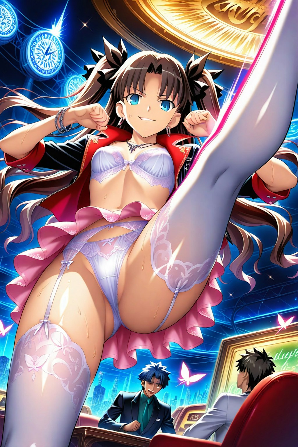 派手な部屋でハイキック