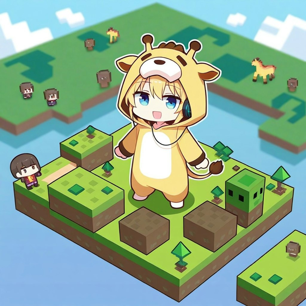 マインクラフト風キリン着ぐるみちび子ちゃん