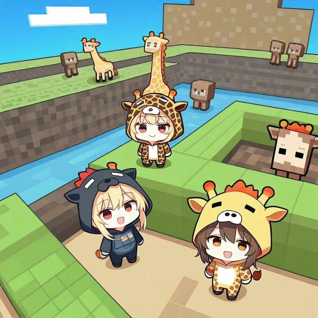 マインクラフト風キリン着ぐるみちび子ちゃん