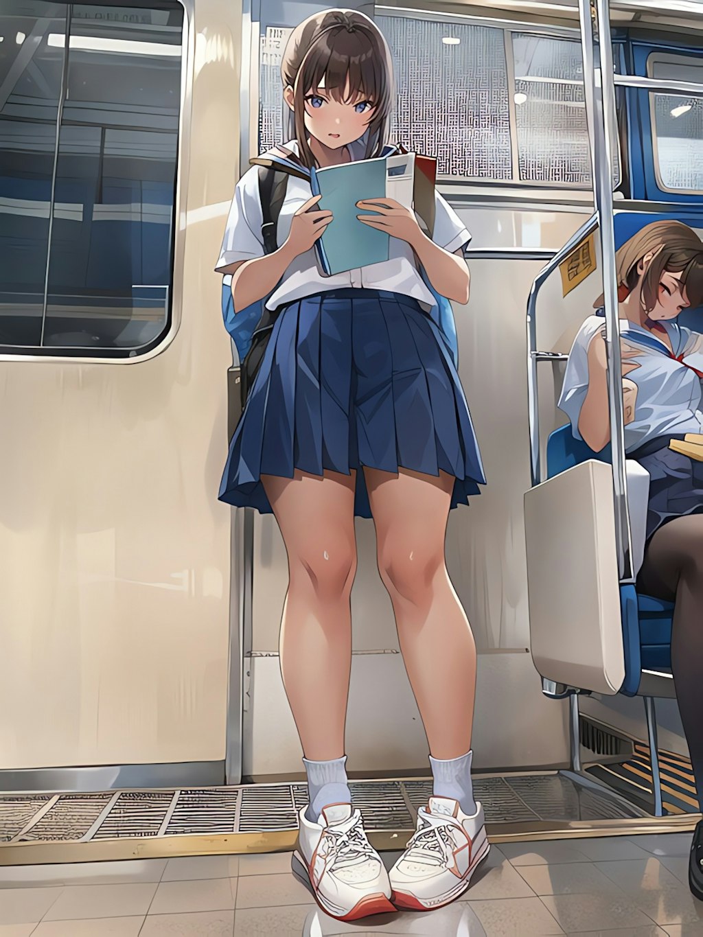 電車で帰る女子高生！