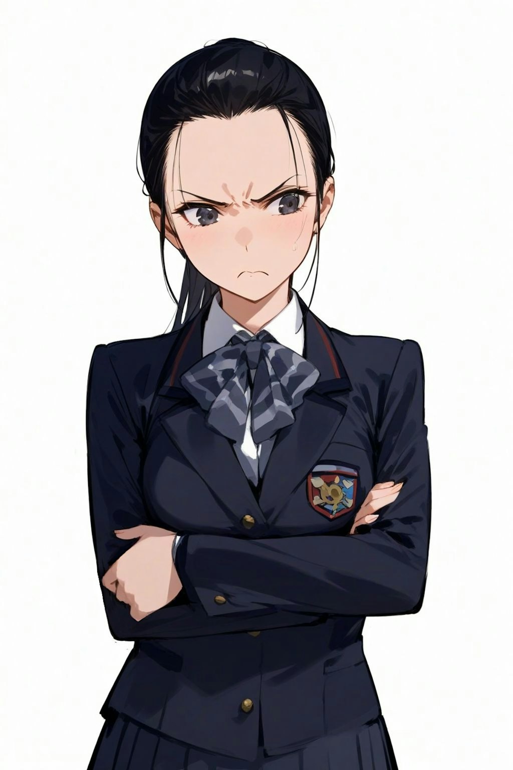 hair slicked back