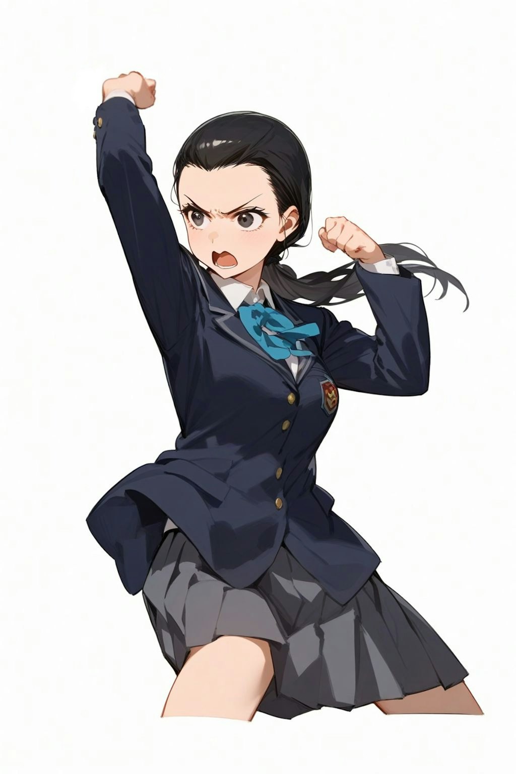 hair slicked back