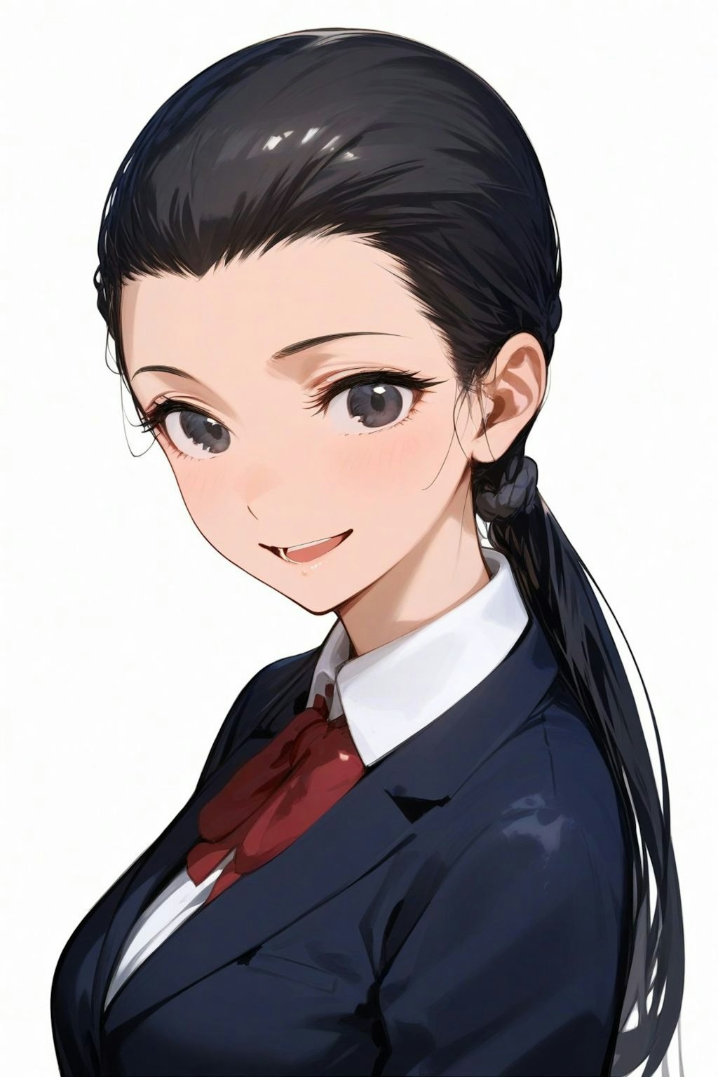 hair slicked back