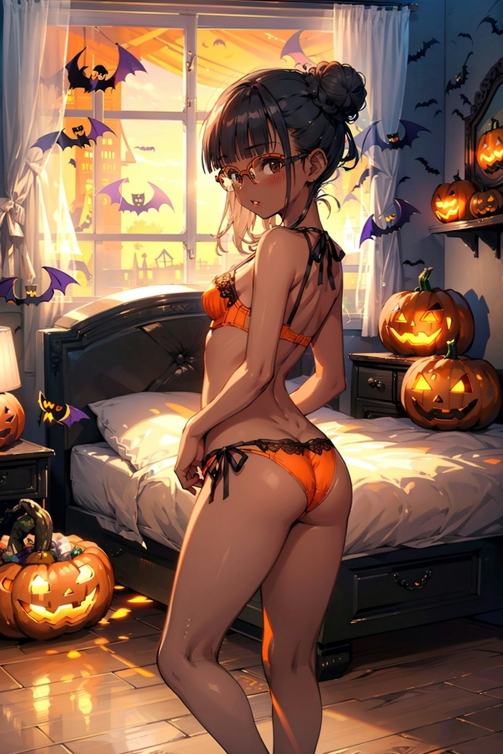 ハロウィン下着の眼鏡っ娘