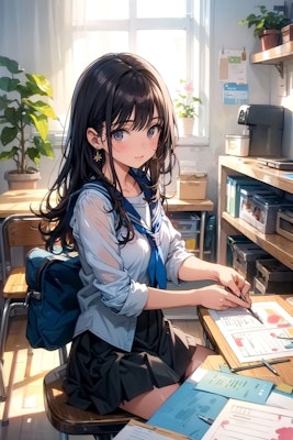 「水墨画で日本の女子高生を描画」の英訳プロンプトの筈ですが、翻訳の制度が悪いようです。