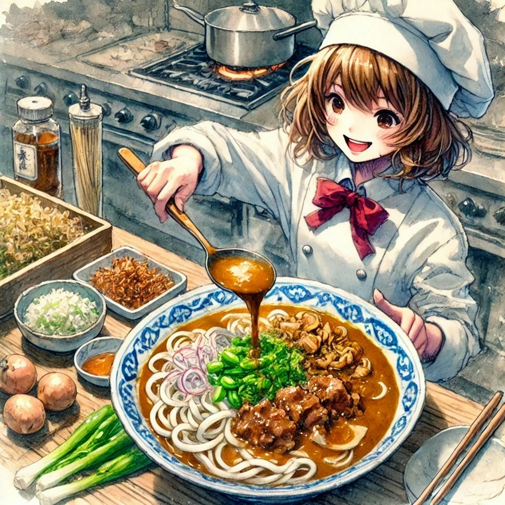 極上の大盛りカレーうどん！