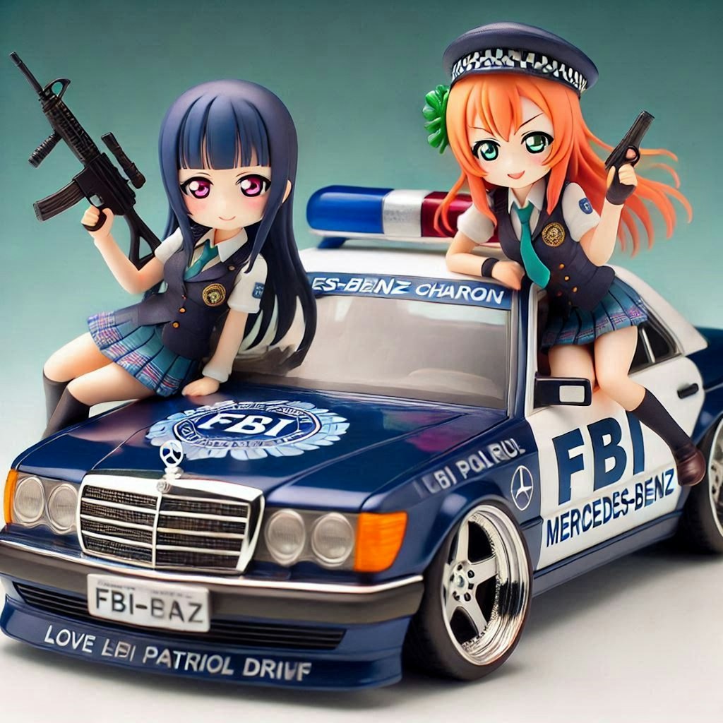 ラブライブキャラとメルセデスベンツFBIパトロールカーのドリ車