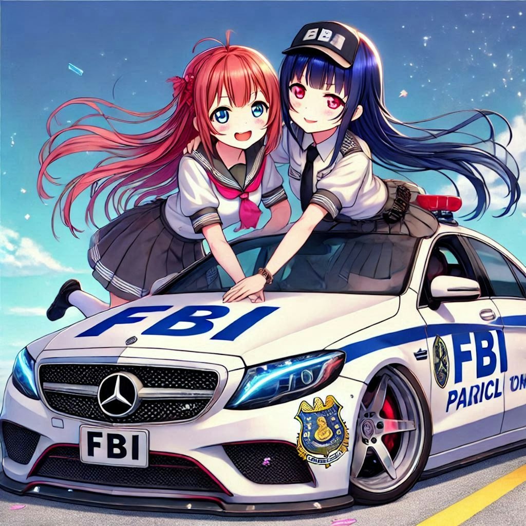 ラブライブキャラとメルセデスベンツFBIパトロールカーのドリ車