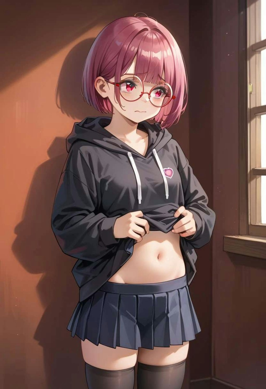 へそを見せる