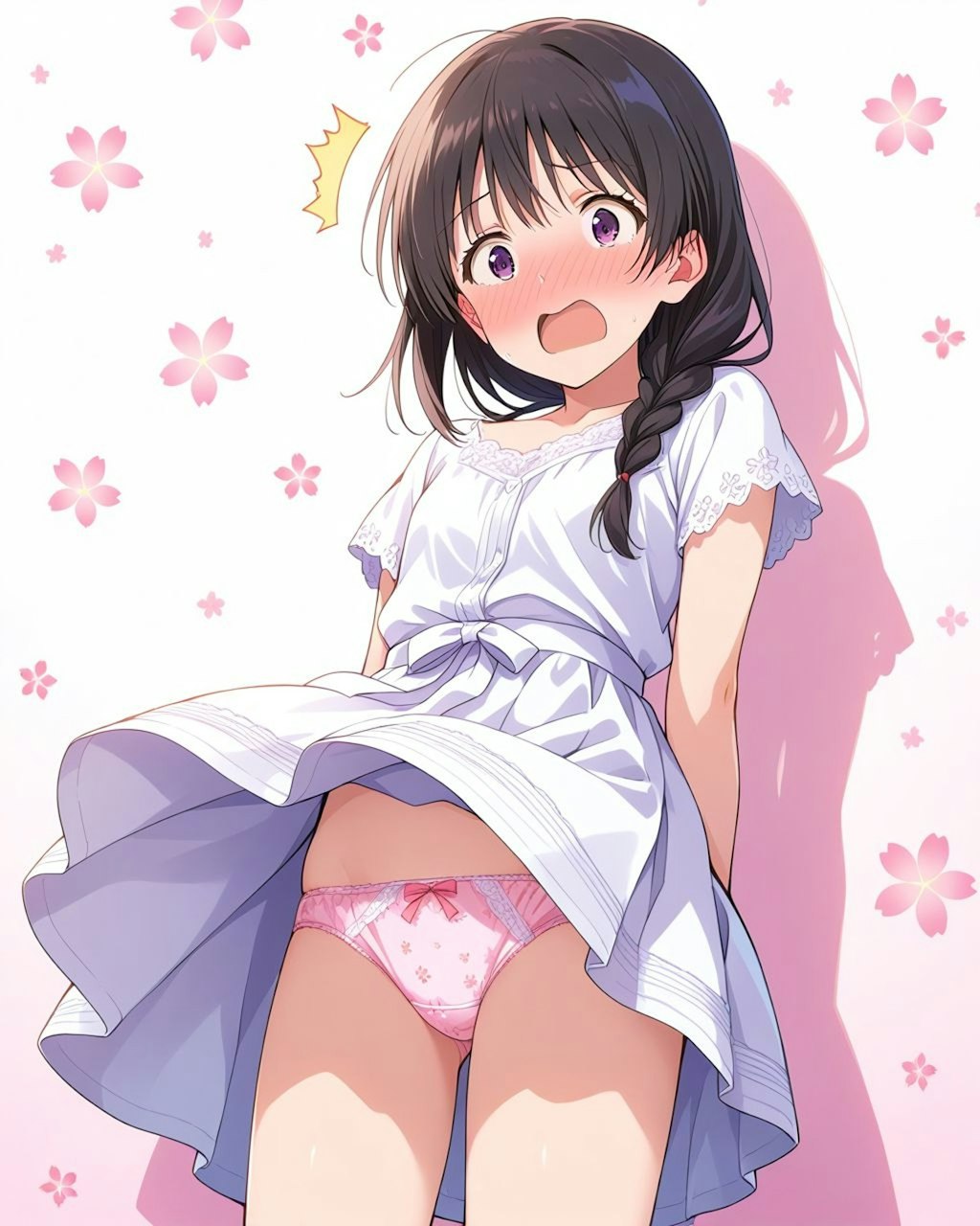 三つ編みちゃんパンチラ