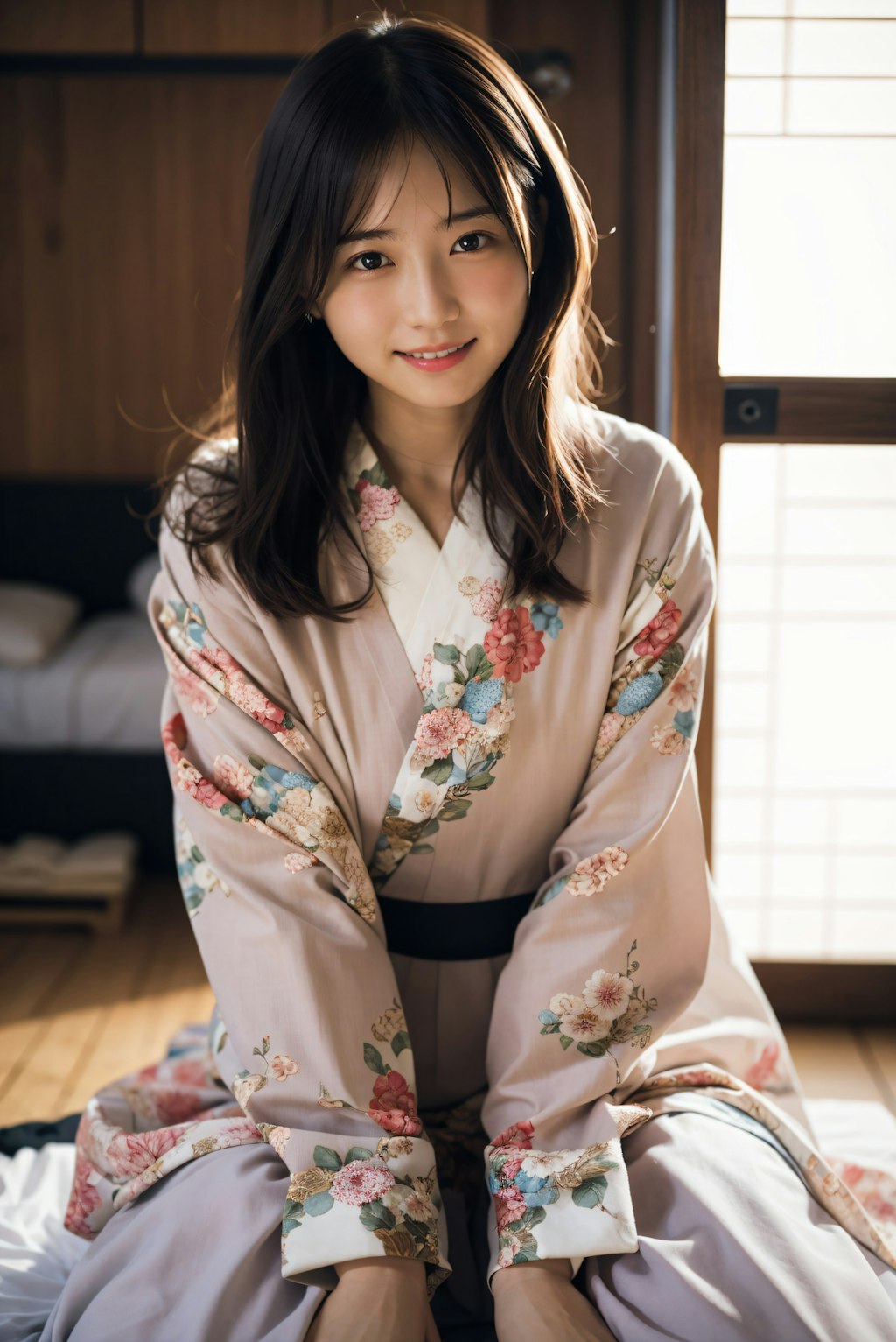 寝室の着物の女性 2