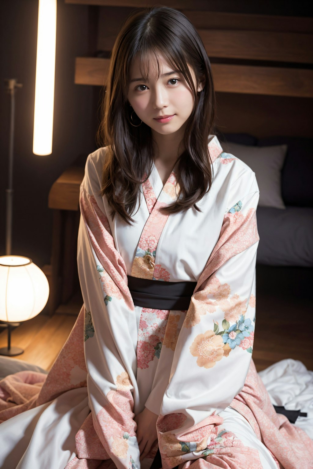 寝室の着物の女性 2
