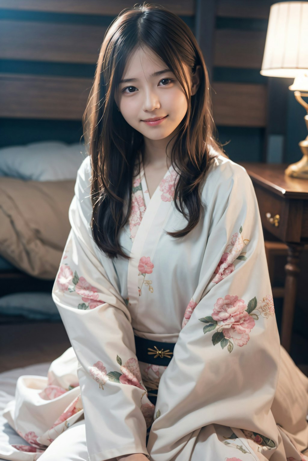寝室の着物の女性 2