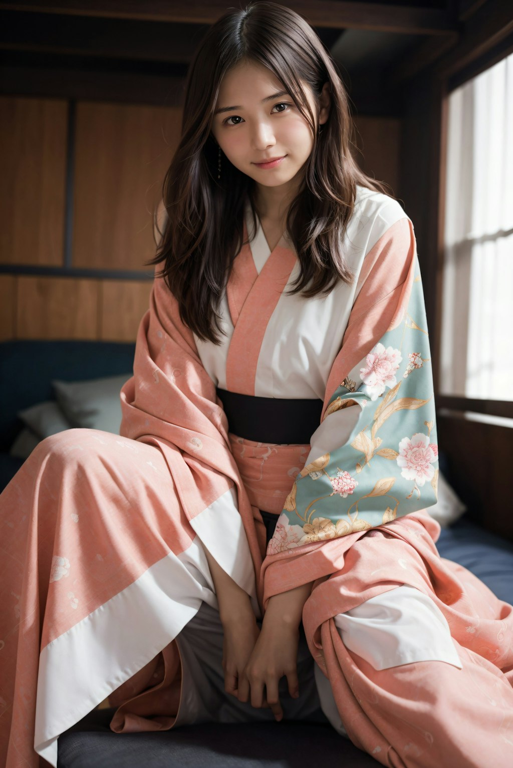 寝室の着物の女性 2