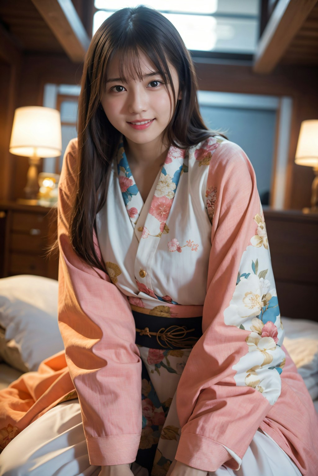寝室の着物の女性 2