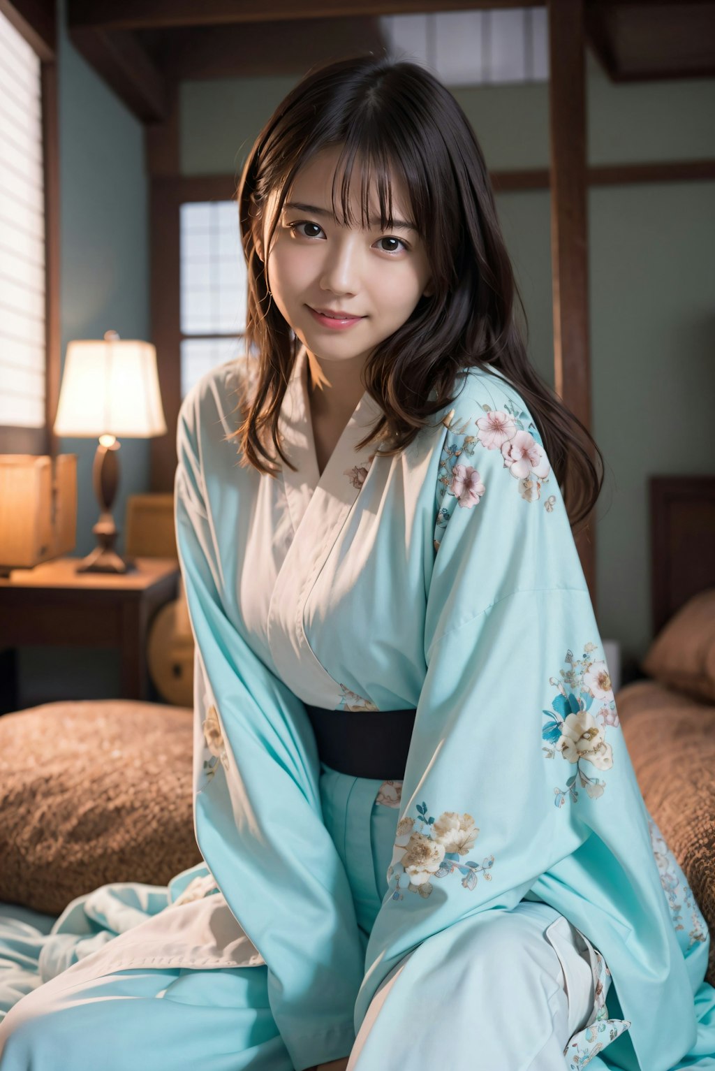 寝室の着物の女性 2