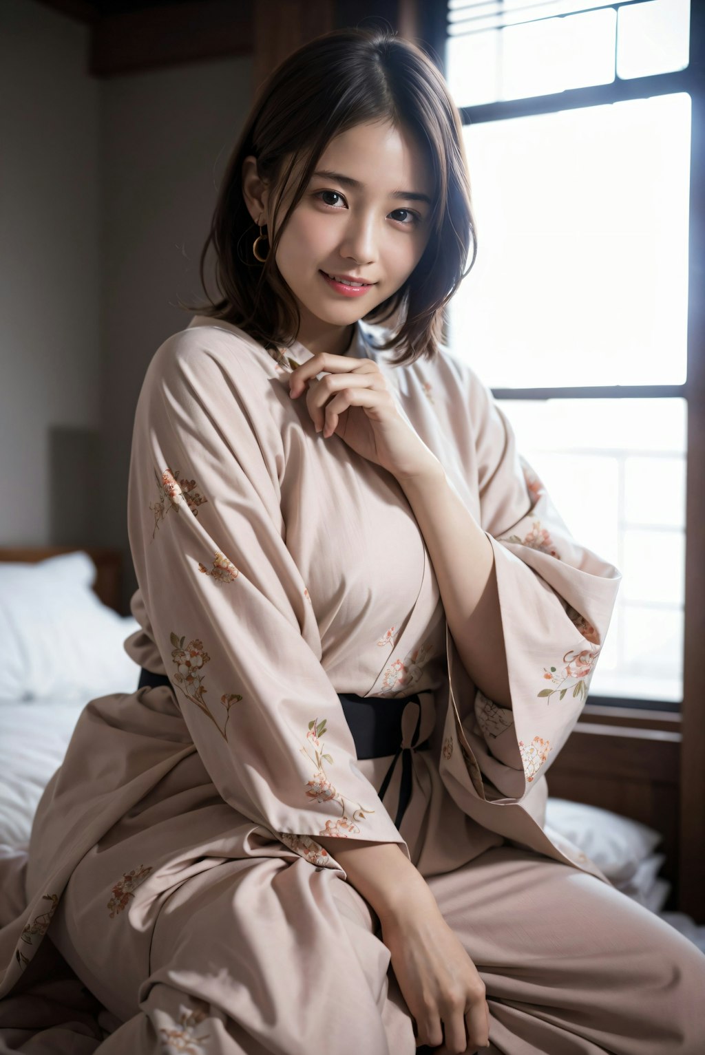 寝室の着物の女性 2