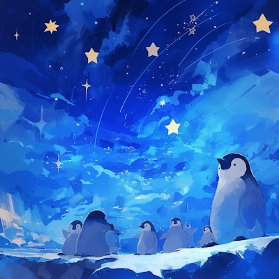 星空とペンギン