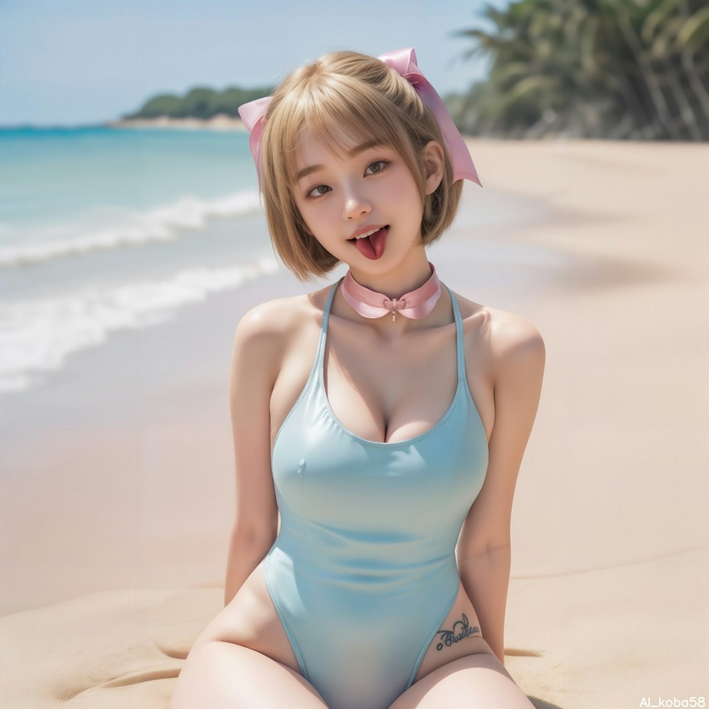 Vol102_pastel color one-piece swimsuit