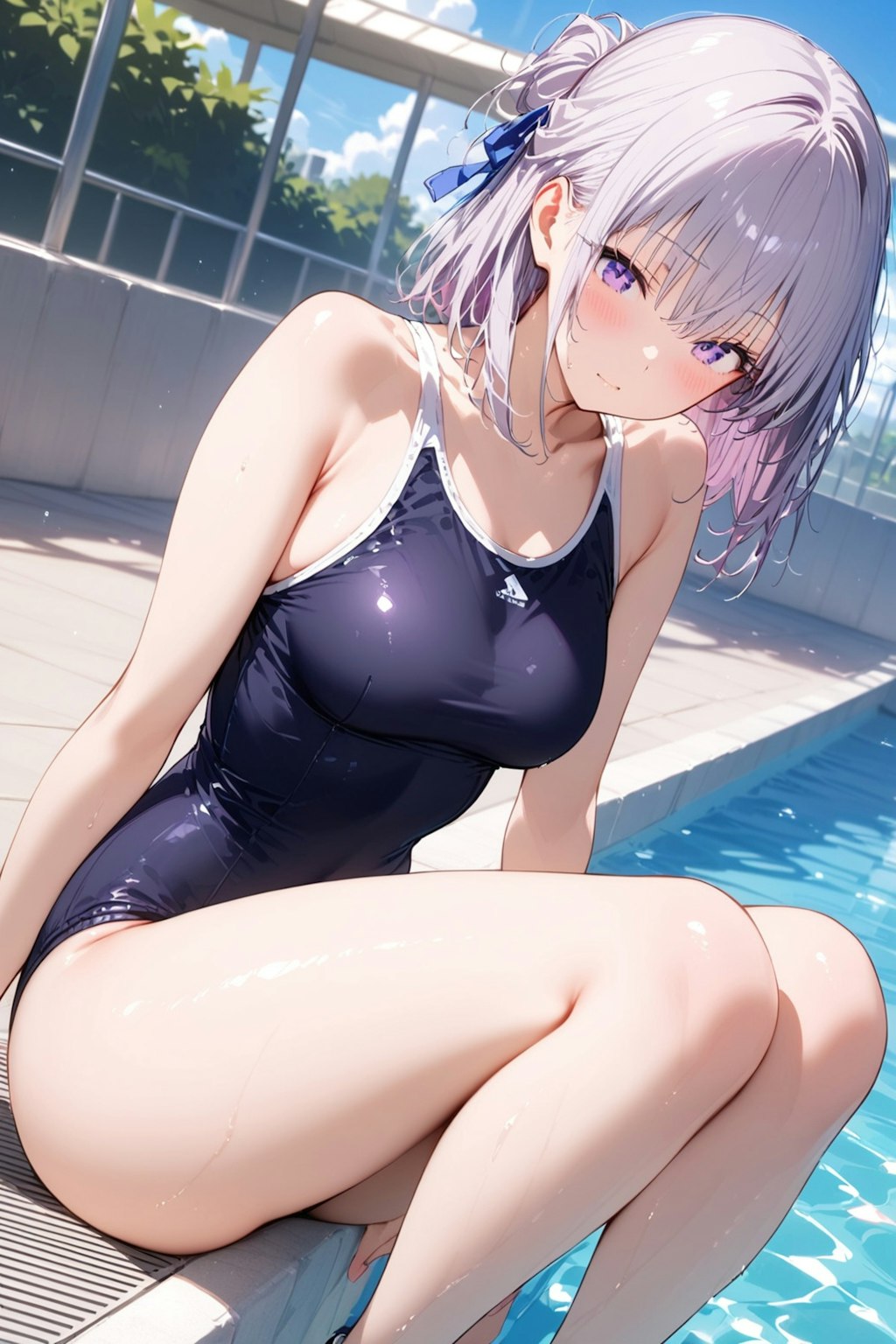 (879HQ)銀髪ちゃんスク水