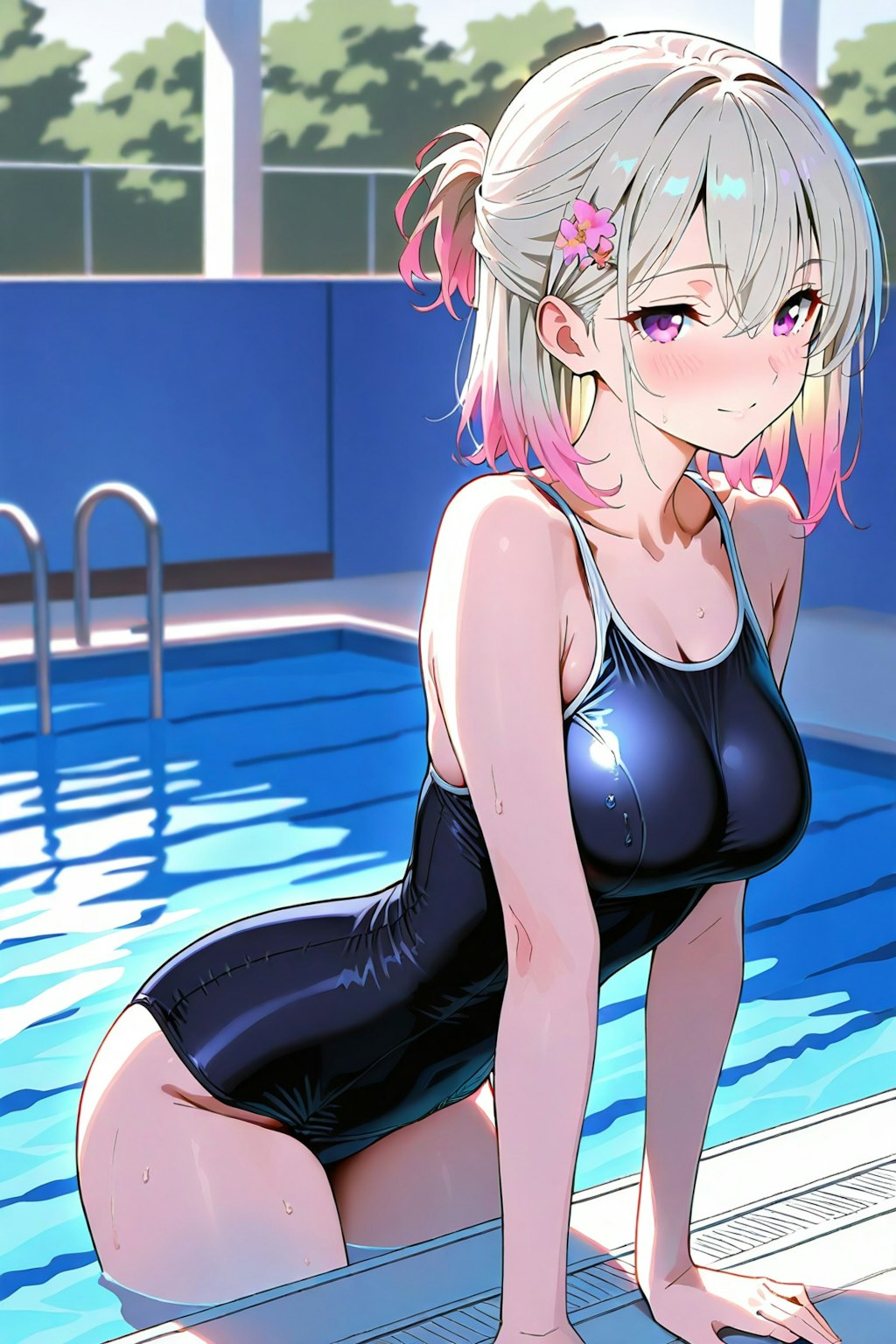 (879HQ)銀髪ちゃんスク水