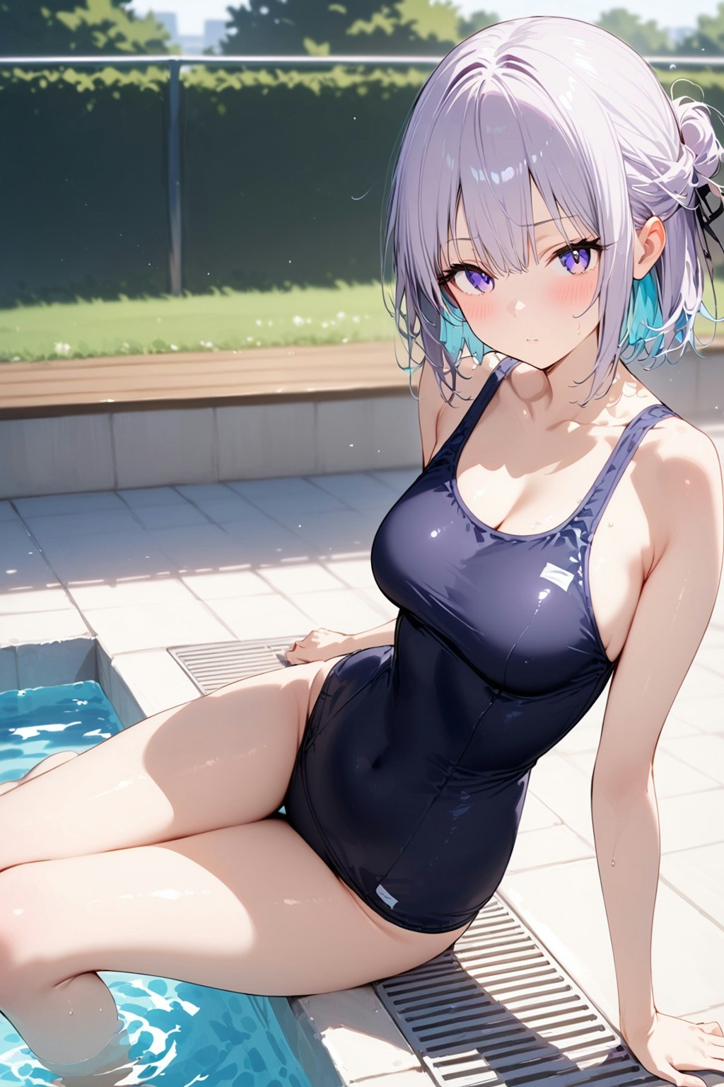 (879HQ)銀髪ちゃんスク水