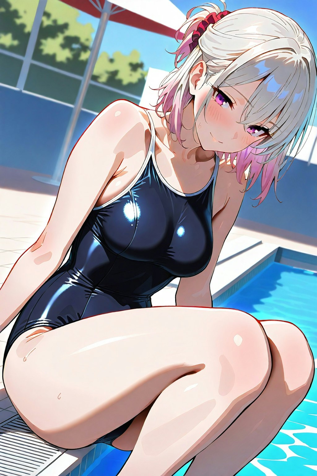 (879HQ)銀髪ちゃんスク水