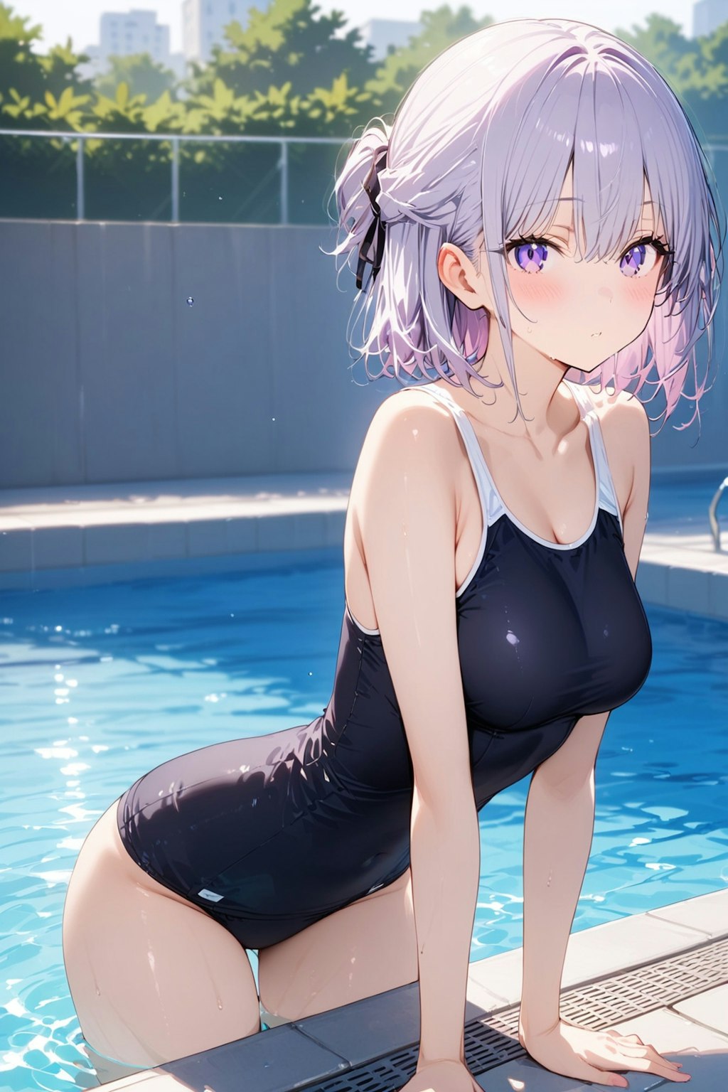 (879HQ)銀髪ちゃんスク水