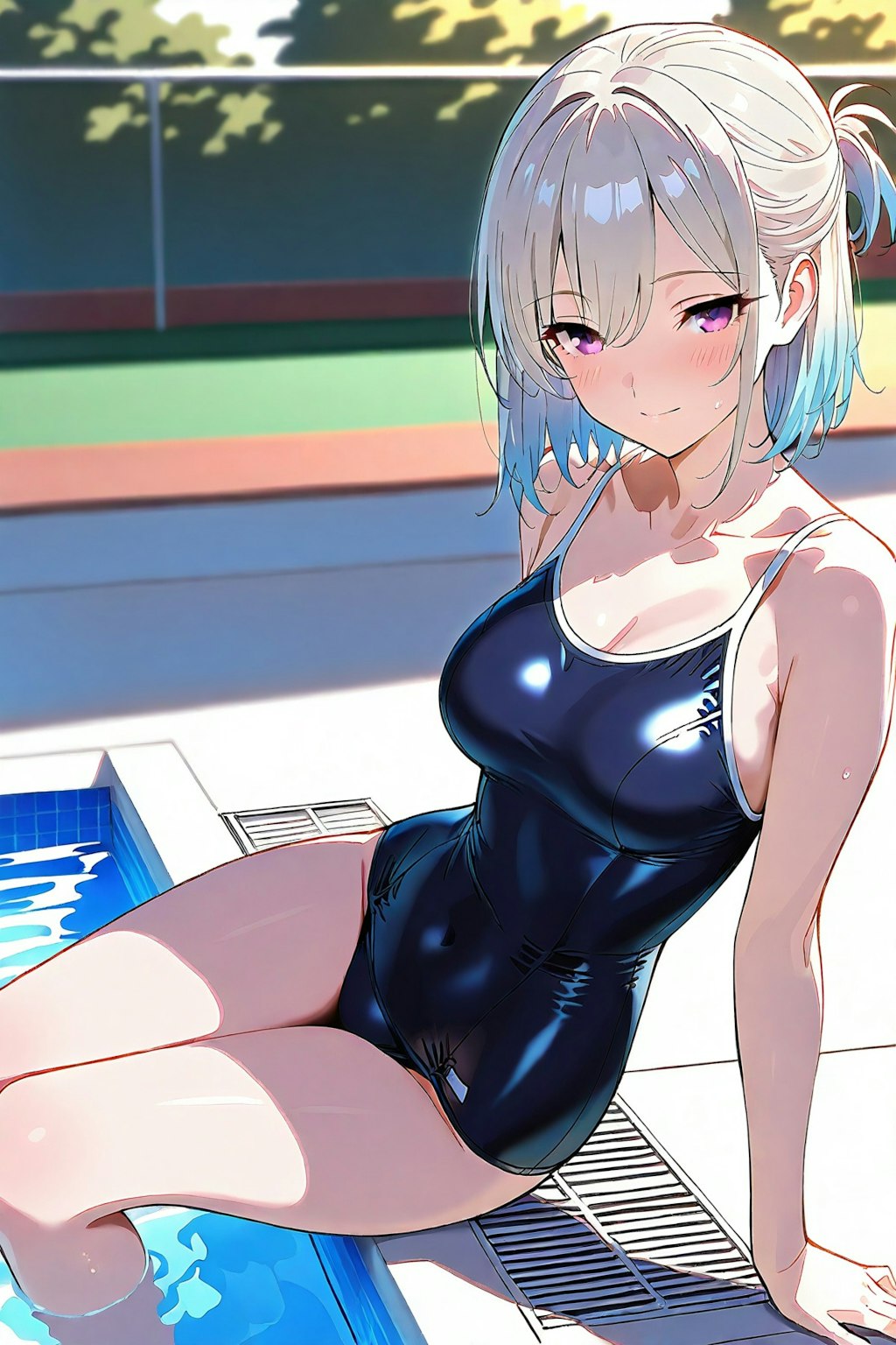 (879HQ)銀髪ちゃんスク水