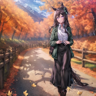 ドーベルと秋の散歩