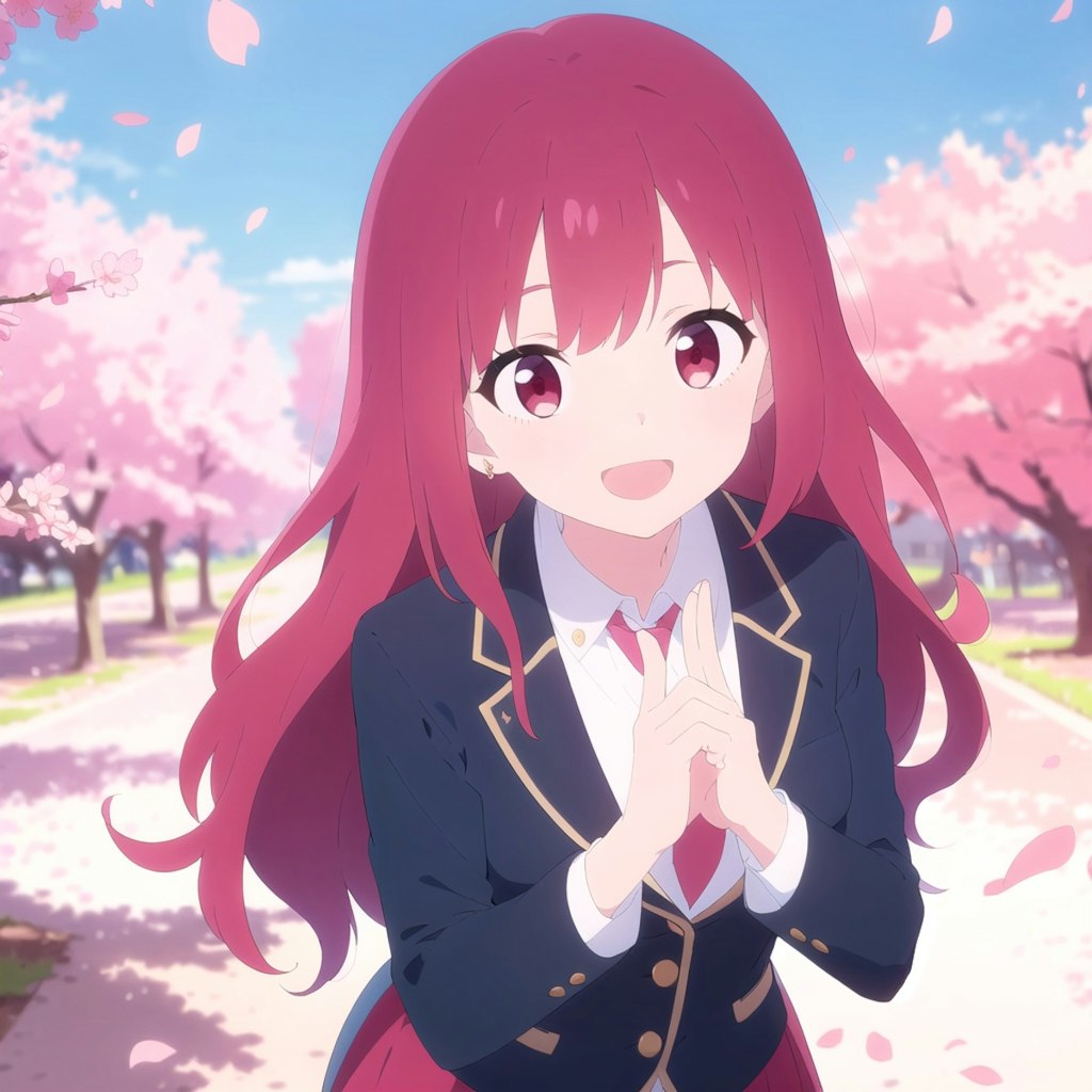 桜の下の桃髪ちゃん（１）