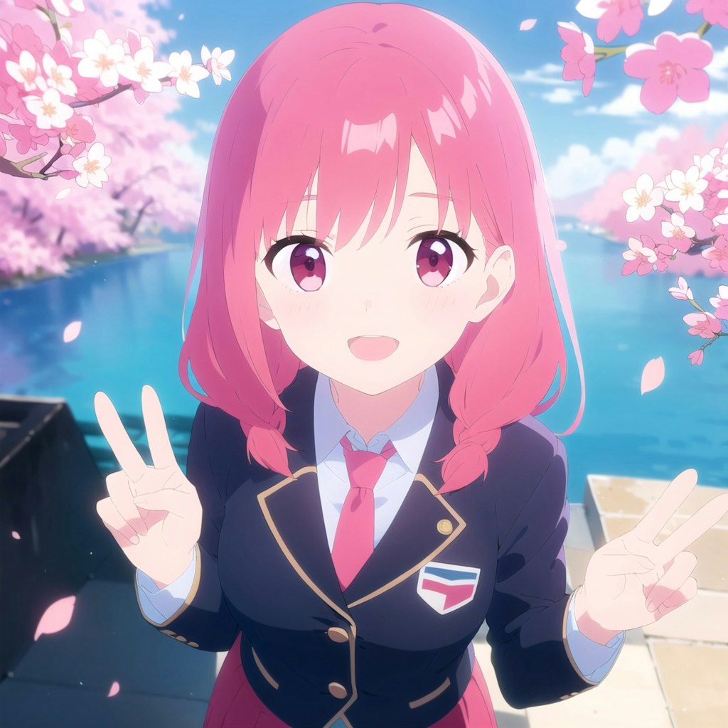 桜の下の桃髪ちゃん（１）