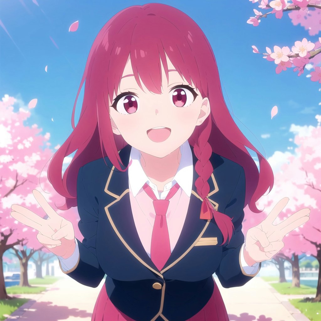 桜の下の桃髪ちゃん（１）