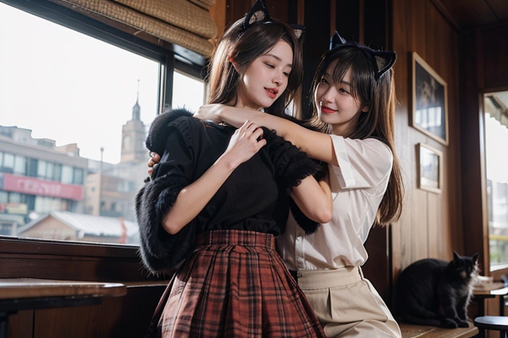 Catfight at a cat cafe