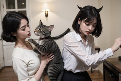 Catfight at a cat cafe