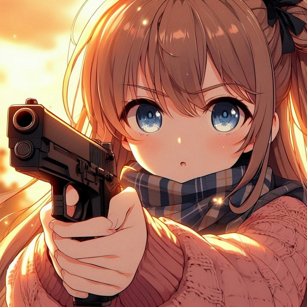 拳銃を構える女の子