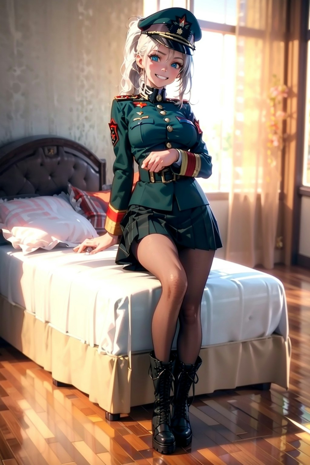 女軍人とベッド