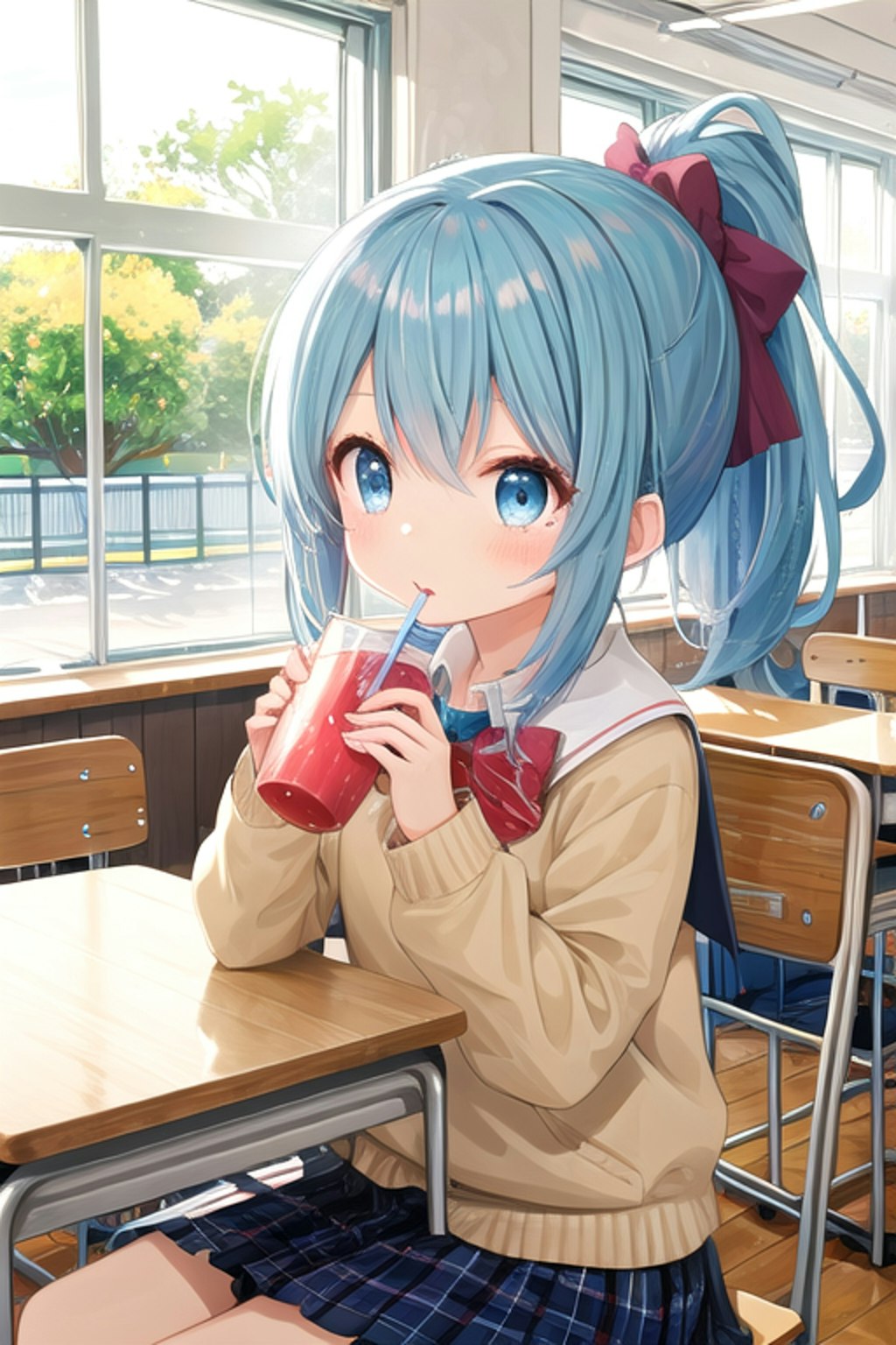 ジュースを飲む女の子