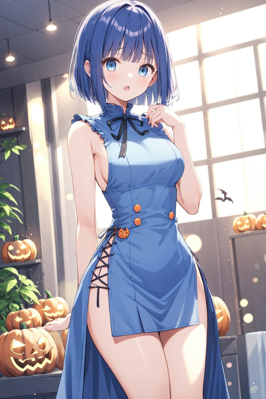 昨日投稿したチャイナ服の高校生をハロウィン風にアレンジしました