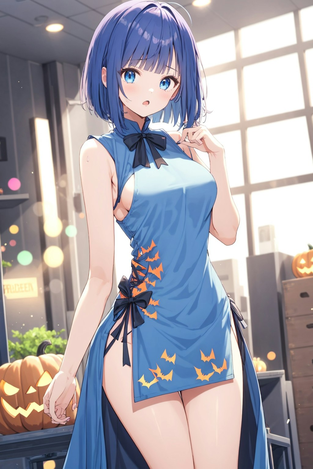 昨日投稿したチャイナ服の高校生をハロウィン風にアレンジしました