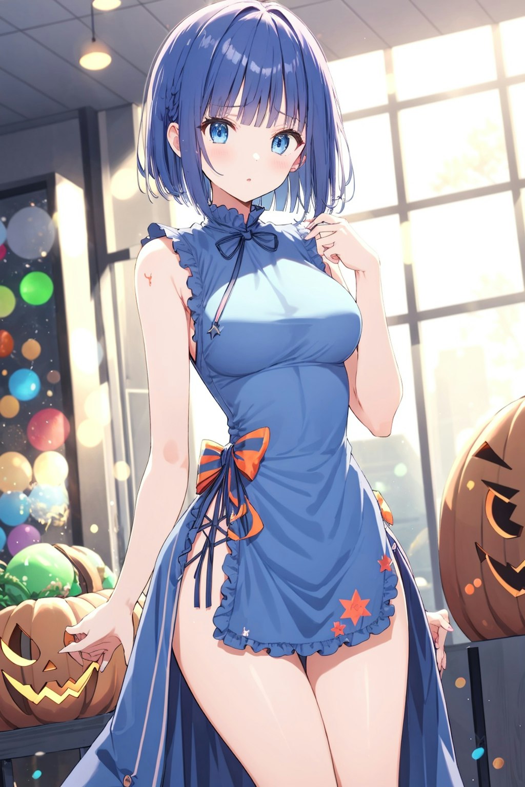 昨日投稿したチャイナ服の高校生をハロウィン風にアレンジしました