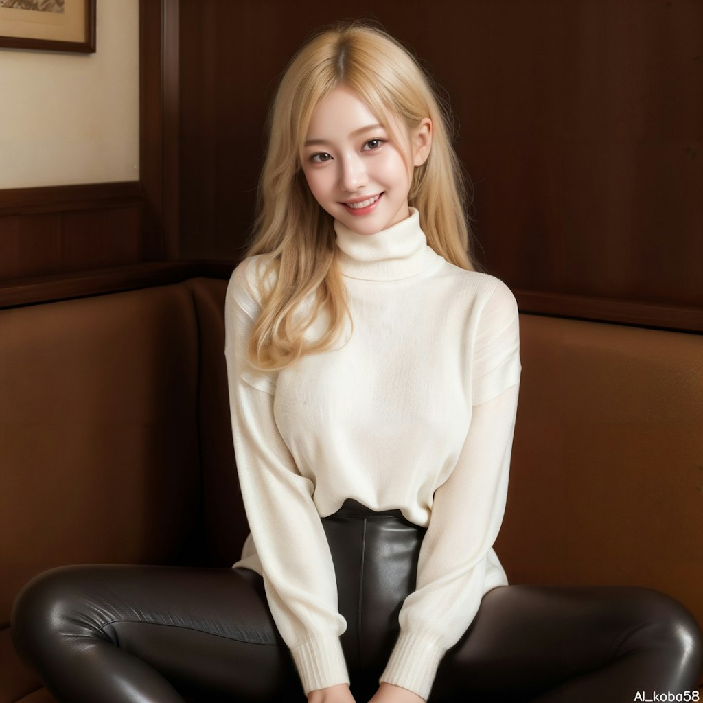 Vol94_Oversized knit sweater+leather leggings