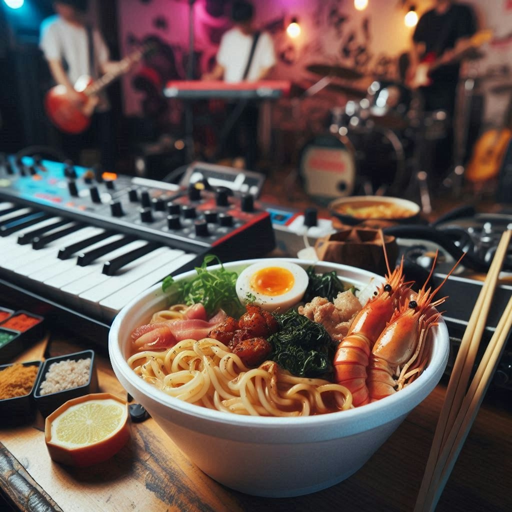 ライブ会場のseafood noodle