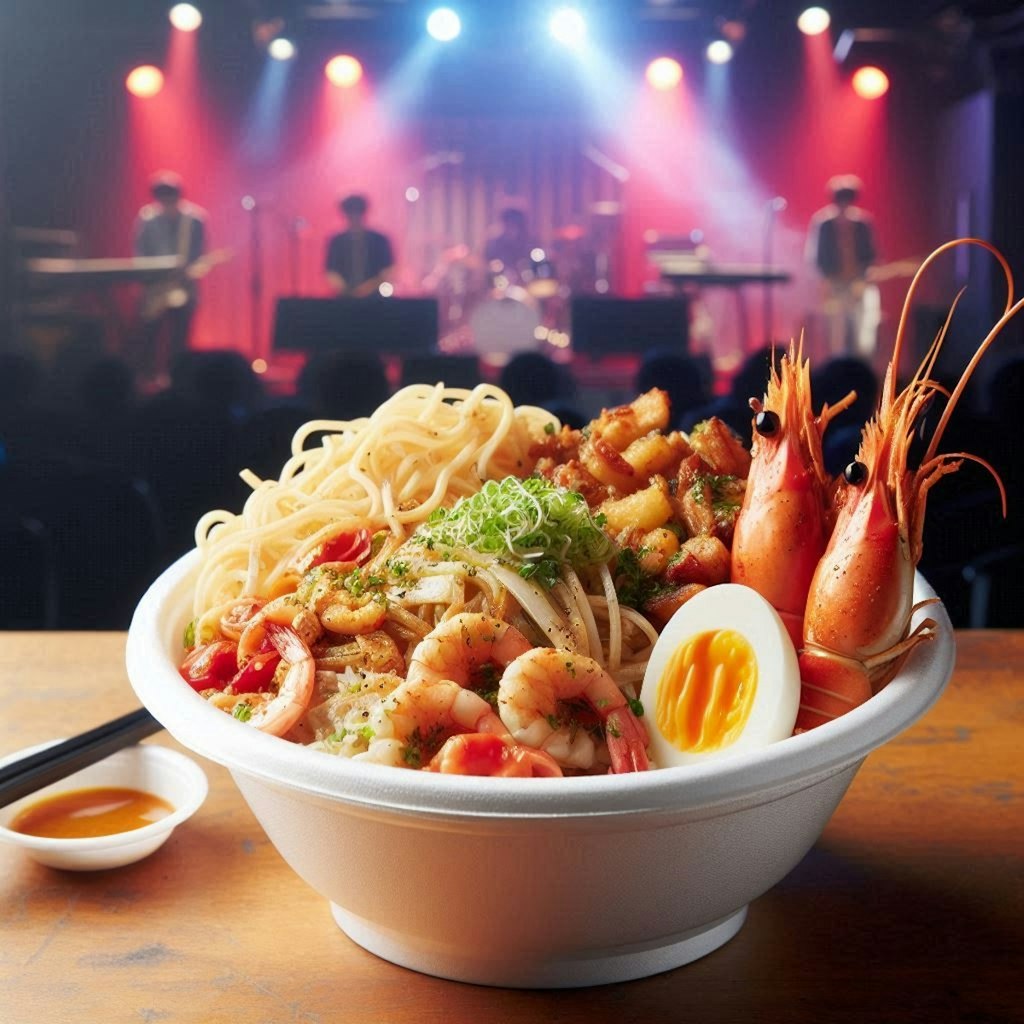 ライブ会場のseafood noodle