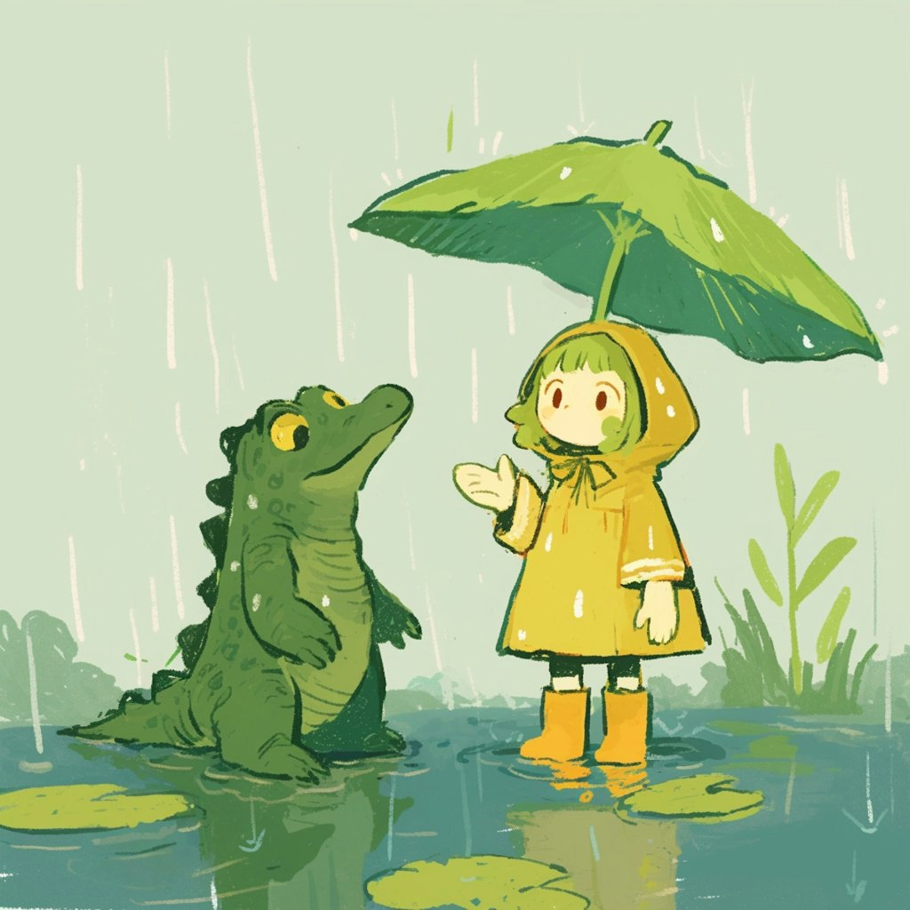 雨とワニさん